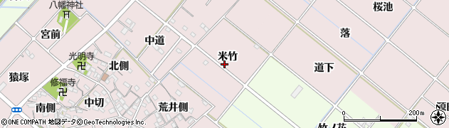 愛知県西尾市針曽根町米竹周辺の地図