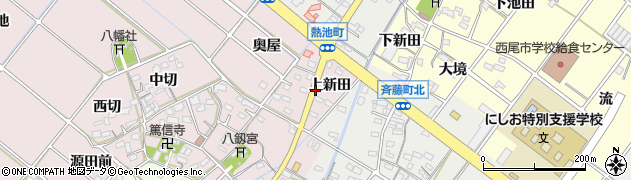 愛知県西尾市熱池町（上新田）周辺の地図