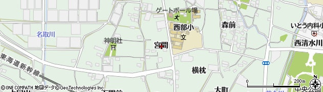 愛知県蒲郡市神ノ郷町宮間周辺の地図