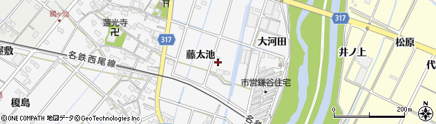 愛知県西尾市鎌谷町藤太池107周辺の地図