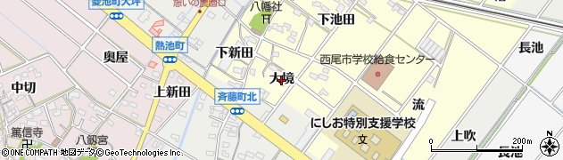 愛知県西尾市須脇町（大境）周辺の地図