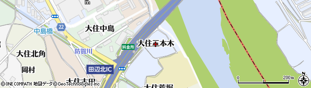 京都府京田辺市大住三本木周辺の地図