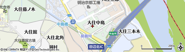 京都府京田辺市大住中島周辺の地図
