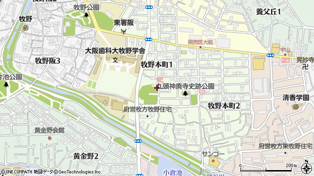 〒573-1144 大阪府枚方市牧野本町の地図