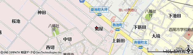 愛知県西尾市熱池町（奥屋）周辺の地図