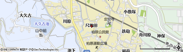 愛知県蒲郡市柏原町（尺地田）周辺の地図