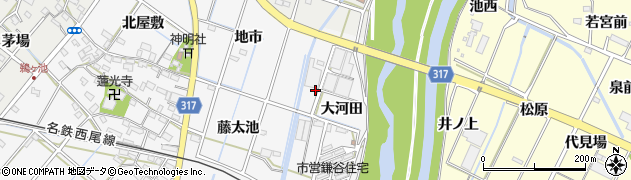 愛知県西尾市鎌谷町周辺の地図