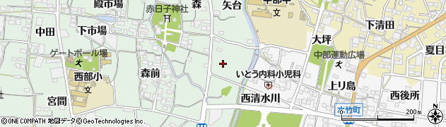 愛知県蒲郡市神ノ郷町（宮前）周辺の地図
