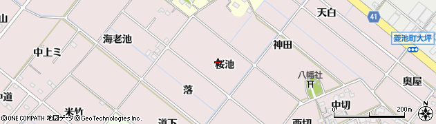 愛知県西尾市熱池町桜池周辺の地図
