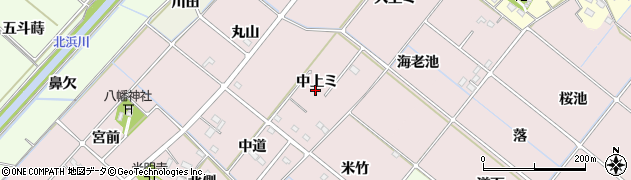 愛知県西尾市針曽根町（中上ミ）周辺の地図