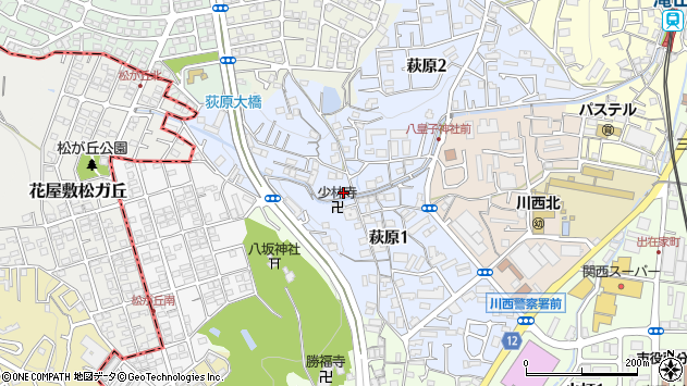 〒666-0004 兵庫県川西市萩原の地図