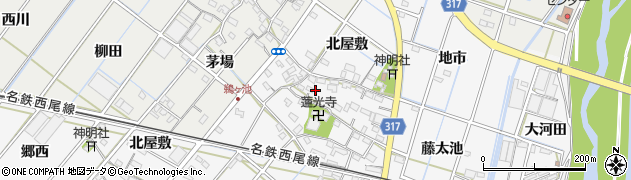 愛知県西尾市鎌谷町（中屋敷）周辺の地図