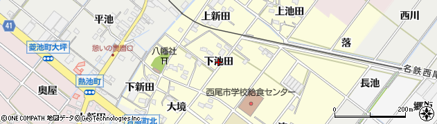 愛知県西尾市須脇町（下池田）周辺の地図