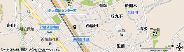 愛知県幸田町（額田郡）深溝（西後田）周辺の地図