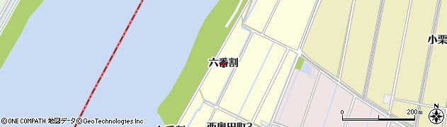 愛知県西尾市西奥田町（六番割）周辺の地図