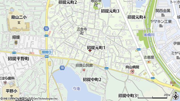 〒573-1133 大阪府枚方市招提元町の地図