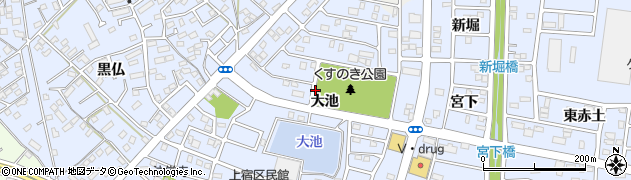 愛知県豊川市八幡町（大池）周辺の地図