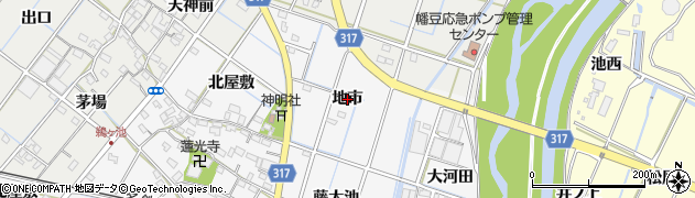 愛知県西尾市鎌谷町（地市）周辺の地図