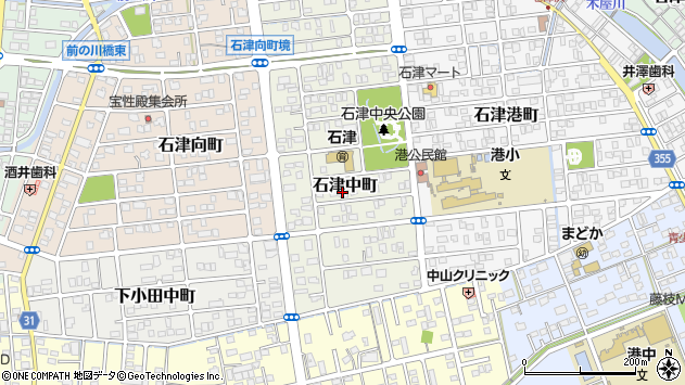 〒425-0043 静岡県焼津市石津中町の地図