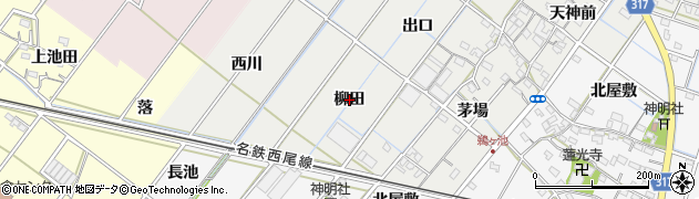 愛知県西尾市鵜ケ池町（柳田）周辺の地図