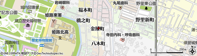 兵庫県姫路市金屋町周辺の地図
