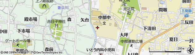 愛知県蒲郡市水竹町（下川原）周辺の地図