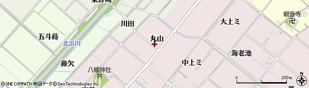 愛知県西尾市針曽根町（丸山）周辺の地図