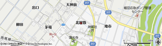 愛知県西尾市鎌谷町（北屋敷）周辺の地図