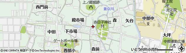 愛知県蒲郡市神ノ郷町殿市場1周辺の地図