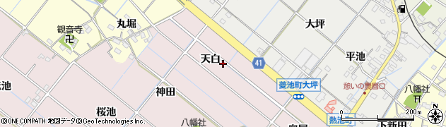 愛知県西尾市熱池町天白周辺の地図