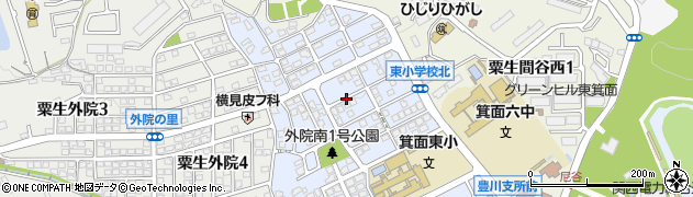 大阪府箕面市粟生新家5丁目周辺の地図