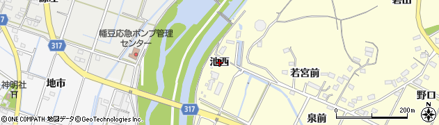 愛知県西尾市吉良町岡山（池西）周辺の地図