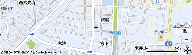 愛知県豊川市八幡町新堀65周辺の地図