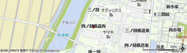 愛知県西尾市寺津町（四ノ割横道西）周辺の地図