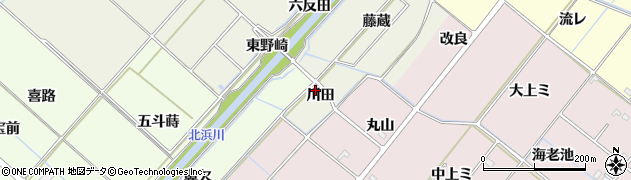 愛知県西尾市下矢田町（川田）周辺の地図