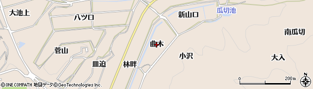愛知県幸田町（額田郡）深溝（曲木）周辺の地図