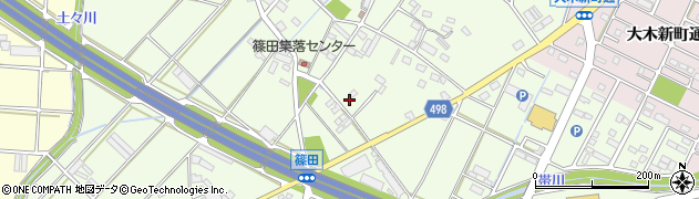 愛知県豊川市篠田町（割塚）周辺の地図