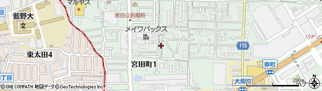 大阪府高槻市宮田町1丁目周辺の地図