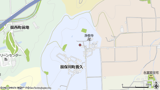 〒671-1603 兵庫県たつの市揖保川町養久の地図