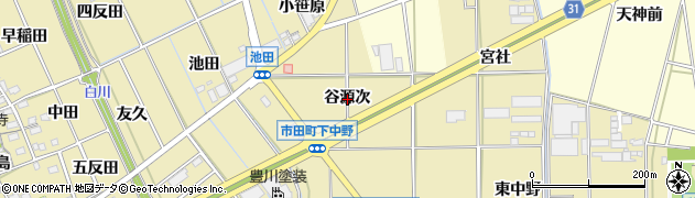 愛知県豊川市市田町谷源次周辺の地図