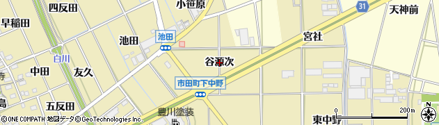 愛知県豊川市市田町（谷源次）周辺の地図