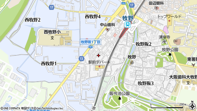 〒573-1146 大阪府枚方市牧野阪の地図