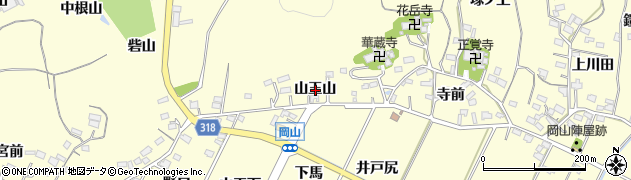 愛知県西尾市吉良町岡山山王山周辺の地図