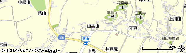 愛知県西尾市吉良町岡山（山王山）周辺の地図