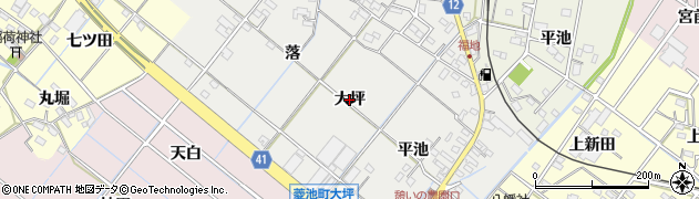 愛知県西尾市菱池町（大坪）周辺の地図