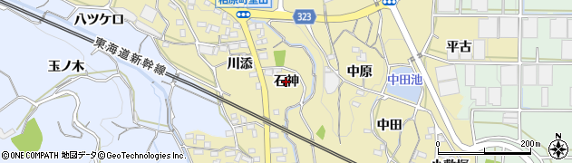 愛知県蒲郡市柏原町（石神）周辺の地図