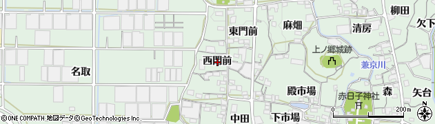 愛知県蒲郡市神ノ郷町西門前周辺の地図