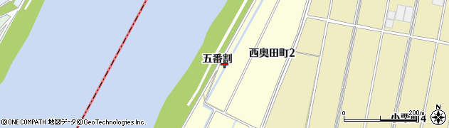 愛知県西尾市西奥田町（五番割）周辺の地図