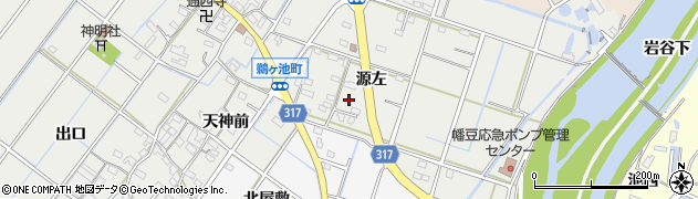 愛知県西尾市鵜ケ池町源左44周辺の地図