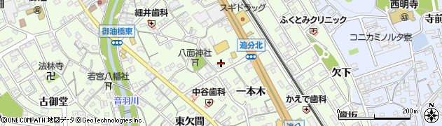 愛知県豊川市御油町（八面横）周辺の地図
